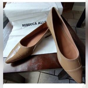 Rebecca Allen The Skim Women's Tan Caramel Patent Leather Flats size 7.5 NEW